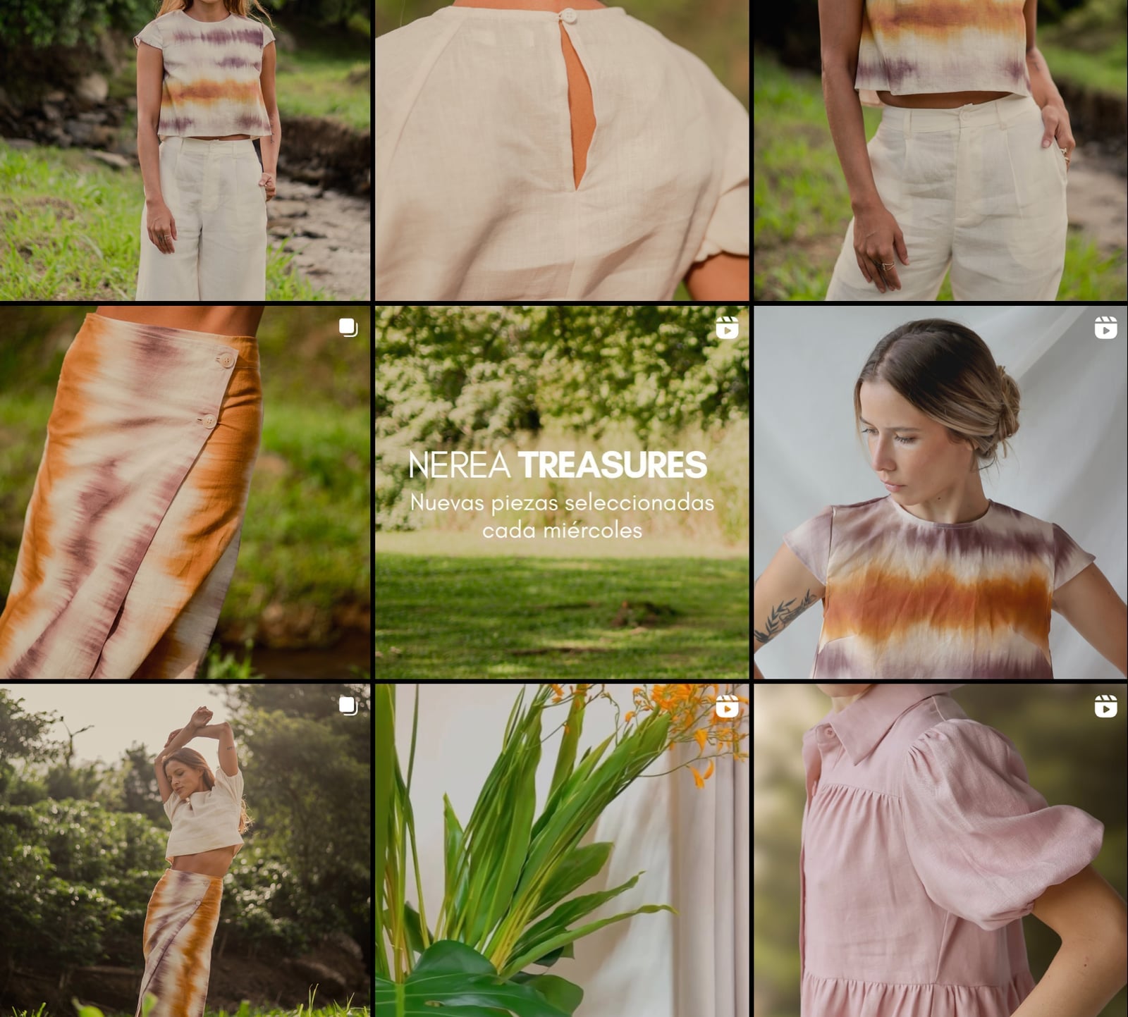 Diseño del perfil de Instagram de Nerea con fotografías de moda y naturaleza
